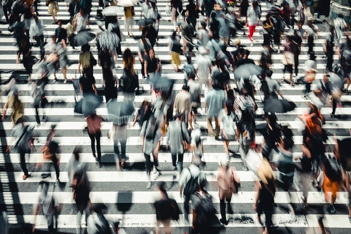 People crossing on a pedestrian crossing