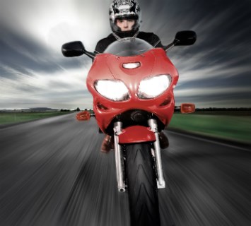Motorcyclist on motorcycle