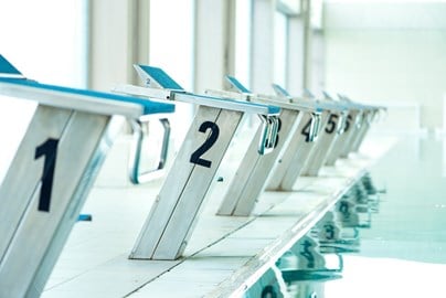 Numbered starting blocks in the pool