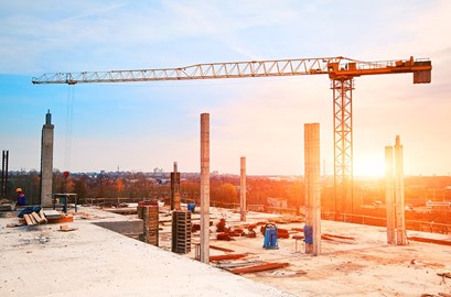 Construction site with construction crane