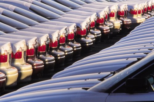 Row of cars in the parking lot