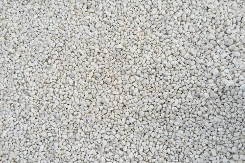 Close-up of white gravel, also mineral aggregrates in construction