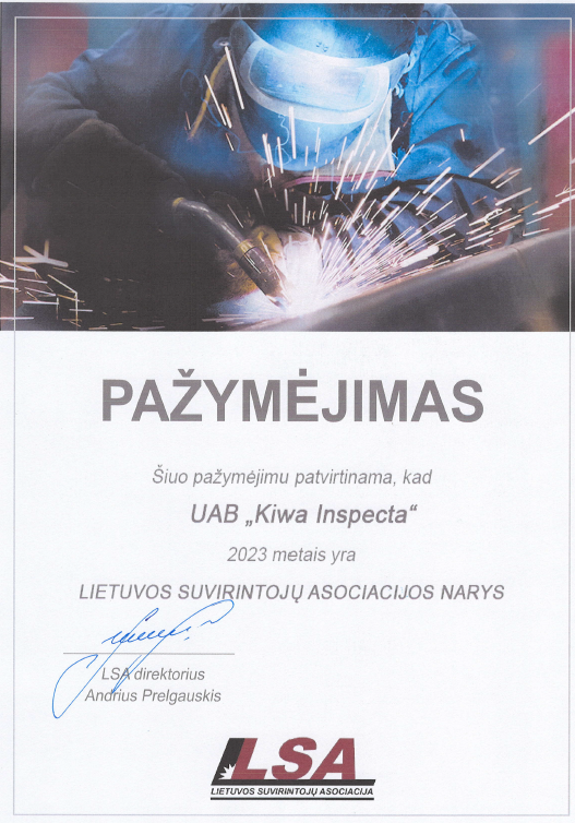 Kiwa Inspecta Sertifikatas LSA