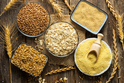 Bowls with Kiwa certified wheat, oat, grains and couscous