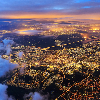 World illuminated by lights