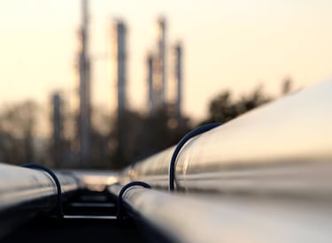Gas pipes running towards the factory